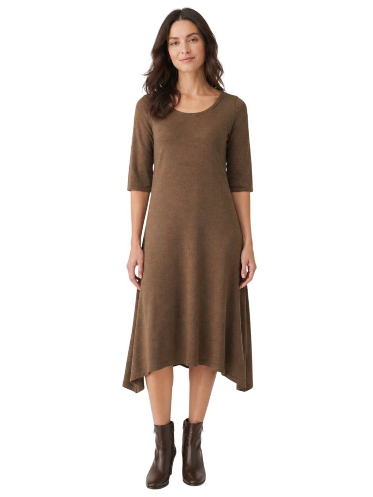 Eileen Fisher Nwt* Vicna Ballet Dress Merino Wool 3/4 Sleeve Assymetric Size M